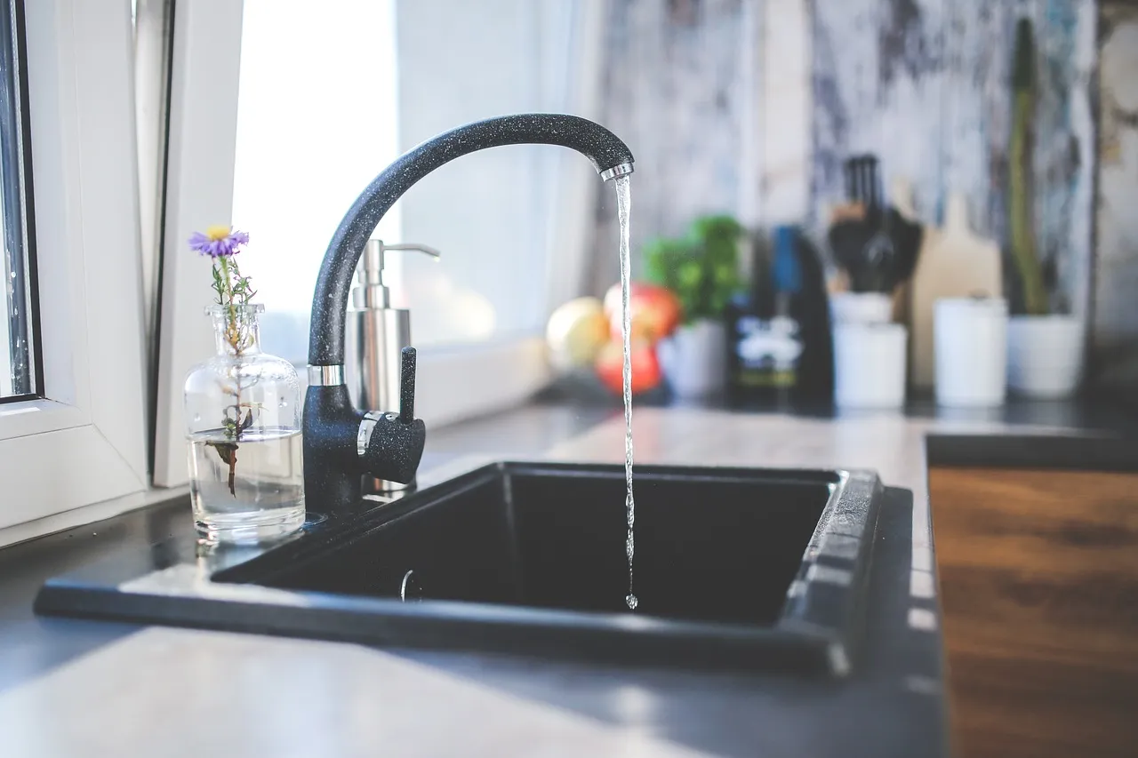 Kitchen faucet with running water