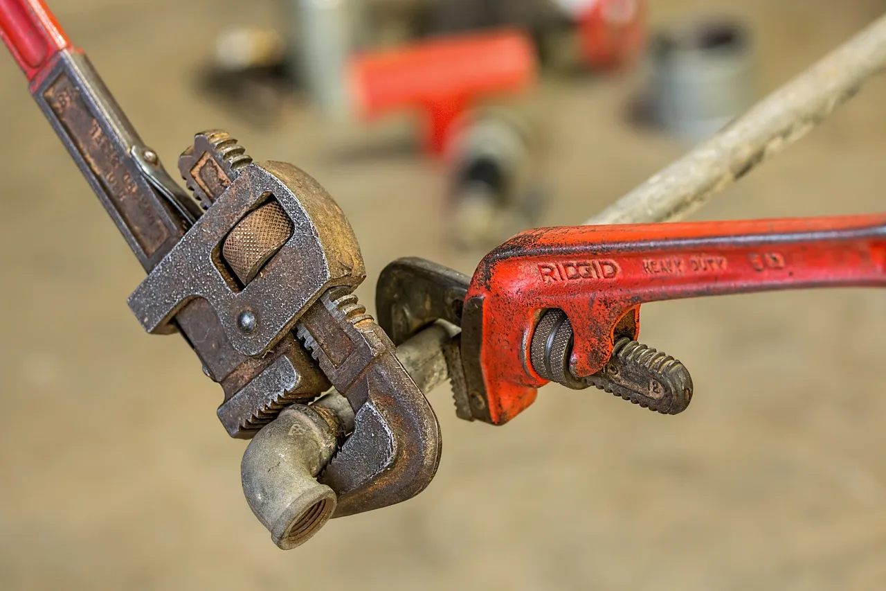Pipe wrench on residential piping